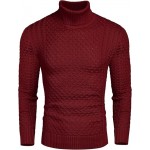 Men's Slim Fit Turtleneck Sweater Casual Knitted Twisted Pullover Solid Sweaters