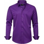 Men's Dress Shirts Solid Long Sleeve Stretch Wrinkle-Free Formal Shirt Business Casual Button Down Shirts
