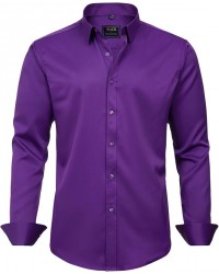 Men's Dress Shirts Solid Long Sleeve Stretch Wrinkle-Free Formal Shirt Business Casual Button Down Shirts