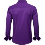 Men's Dress Shirts Solid Long Sleeve Stretch Wrinkle-Free Formal Shirt Business Casual Button Down Shirts