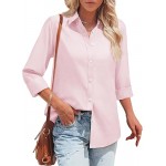 Womens Oxford Shirts Button Down Shirts Cotton Dress Shirts Long Sleeve Collared Work Office Blouses Tunic Tops