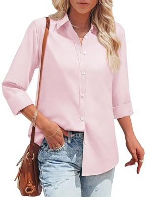 Womens Oxford Shirts Button Down Shirts Cotton Dress Shirts Long Sleeve Collared Work Office Blouses Tunic Tops