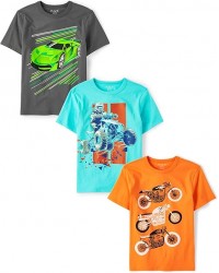 The Children's Place Boys' Vehicle Short Sleeve Graphic T-Shirts,multipacks