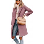Hooever Women's Winter Wool Coat Casual Notch Lapel Single-Breasted Peacoat
