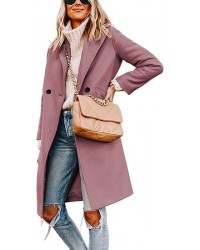Hooever Women's Winter Wool Coat Casual Notch Lapel Single-Breasted Peacoat
